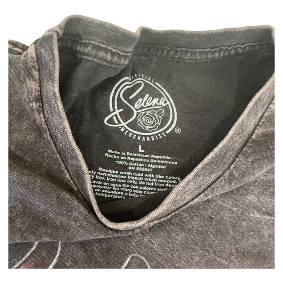 Selena Official Women SZ  Large Queen of Cumbia Music Black Dyed Ácido Wash - Picture 8 of 8